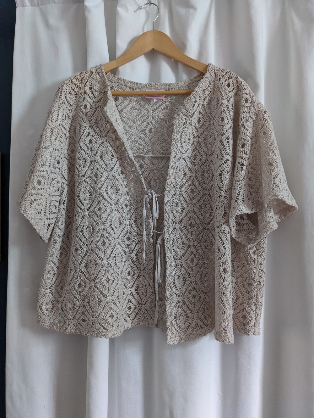 Future Collective Alani Noelle Crochet Cardigan Cream Boho Women's Size XL